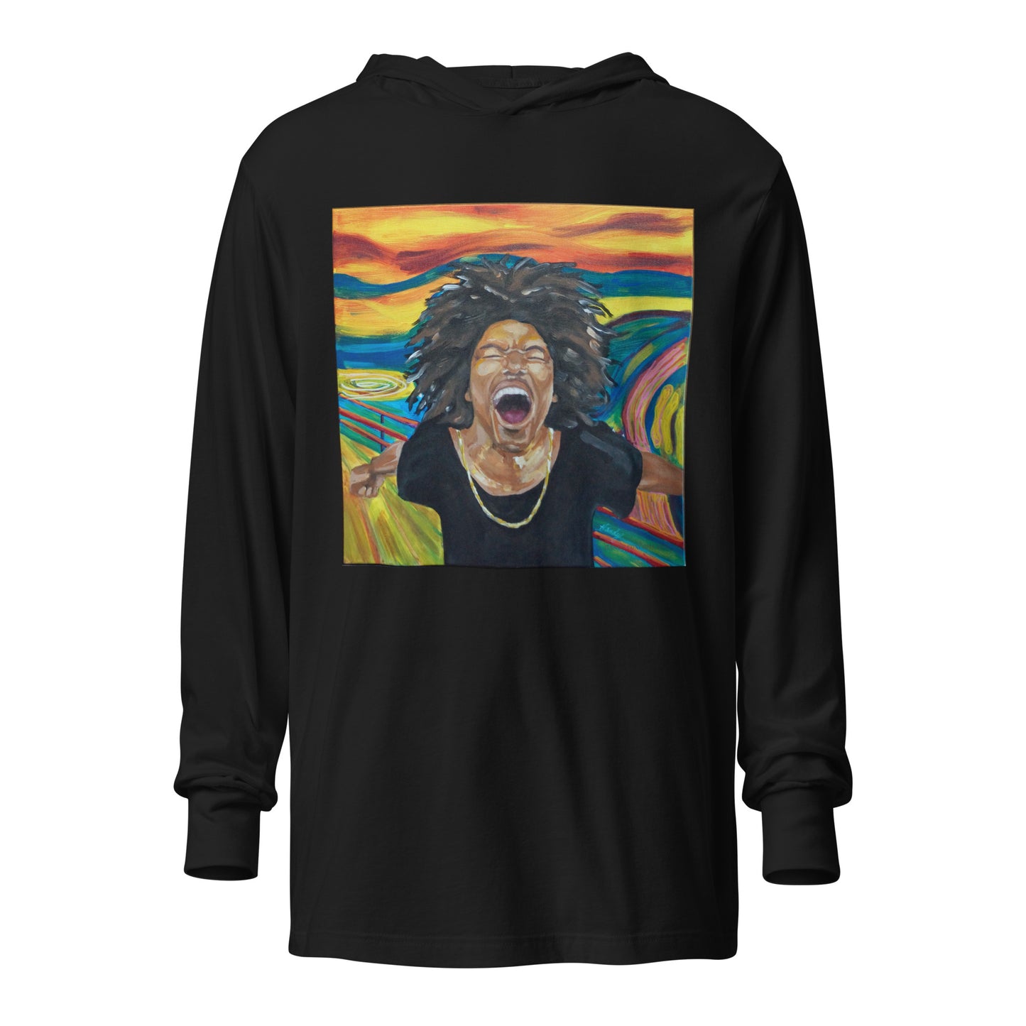 Hooded long-sleeve tee - "Holla"