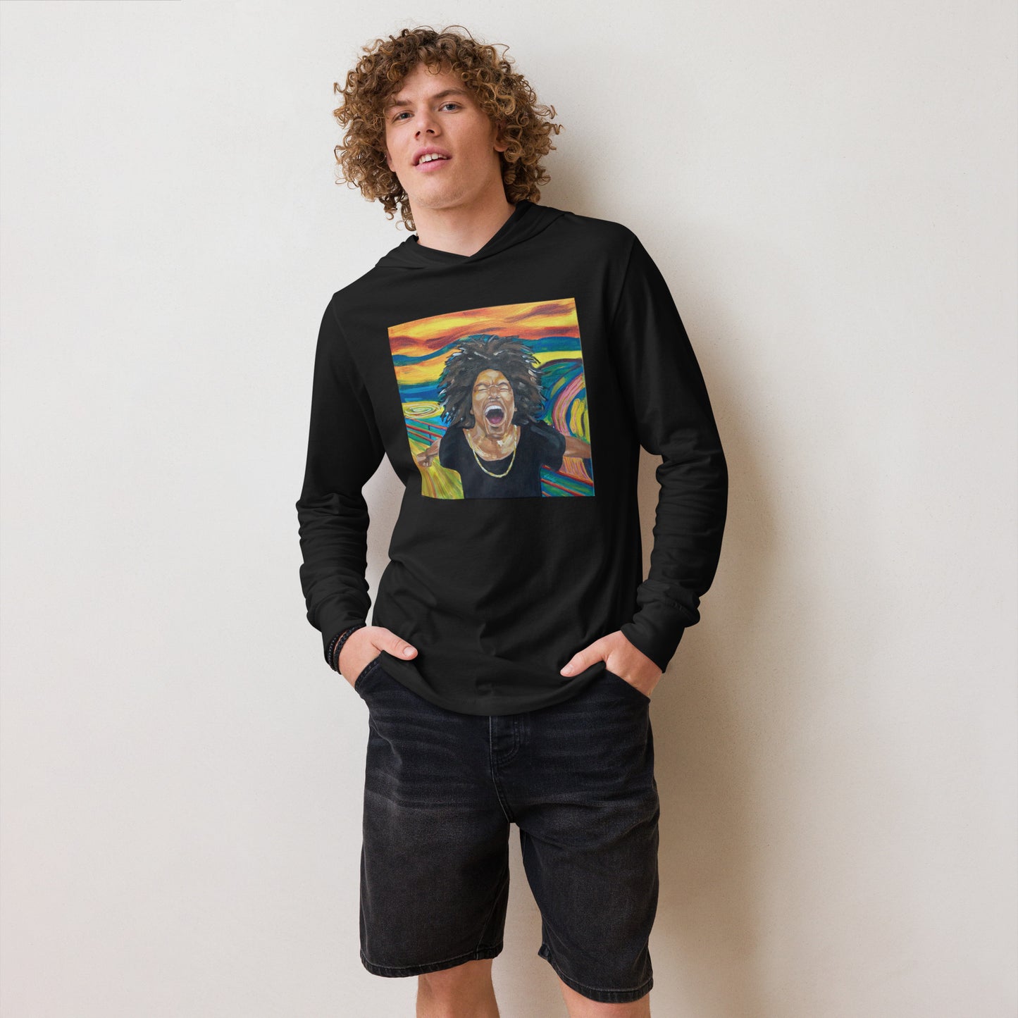 Hooded long-sleeve tee - "Holla"